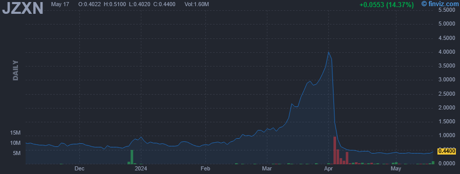 JZXN - Jiuzi Holdings Inc - Stock Price Chart